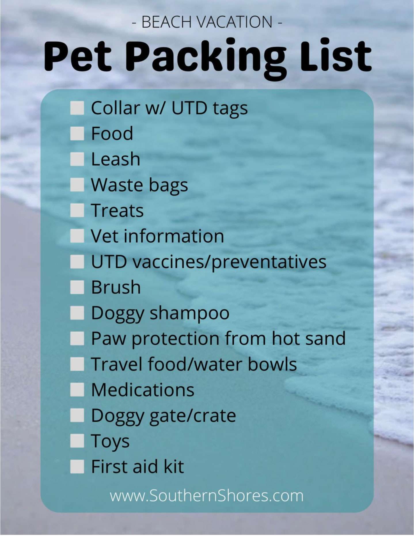 Pet Packing List for an Outer Banks Vacation